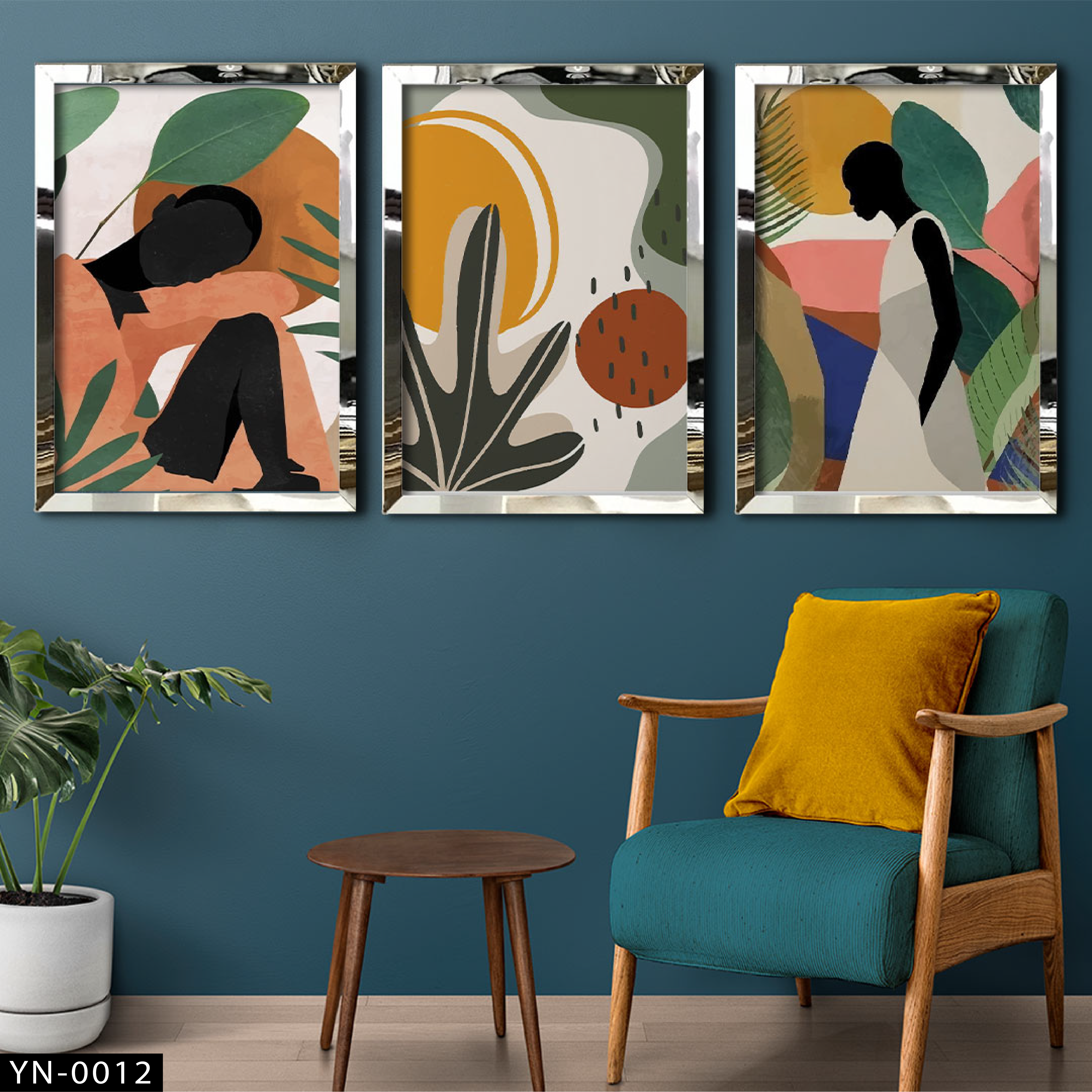 Afrika Modası Pastel Yeşil Tonlarda Influencer Konseptli Ayna Pleksi Çerçeveli 3